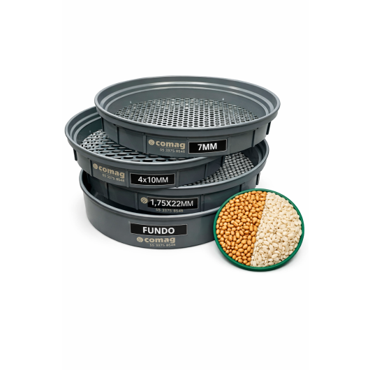 Jogo de peneiras circulares para classificação de Trigo/Arroz